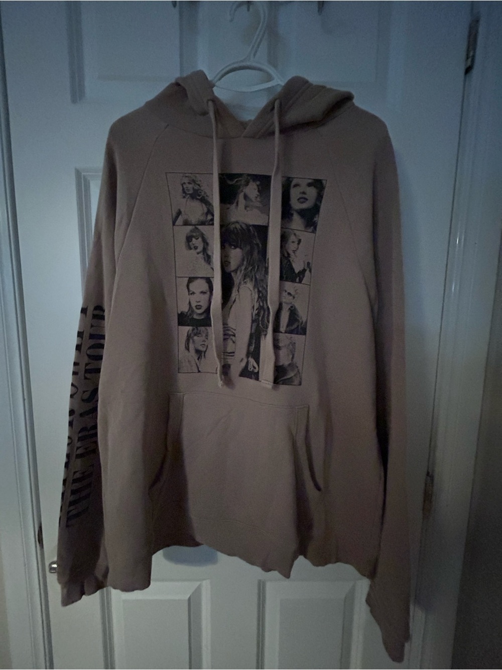 Taylor Swift Eras Tour Taupe Hoodie with Black Photo-Collage Print